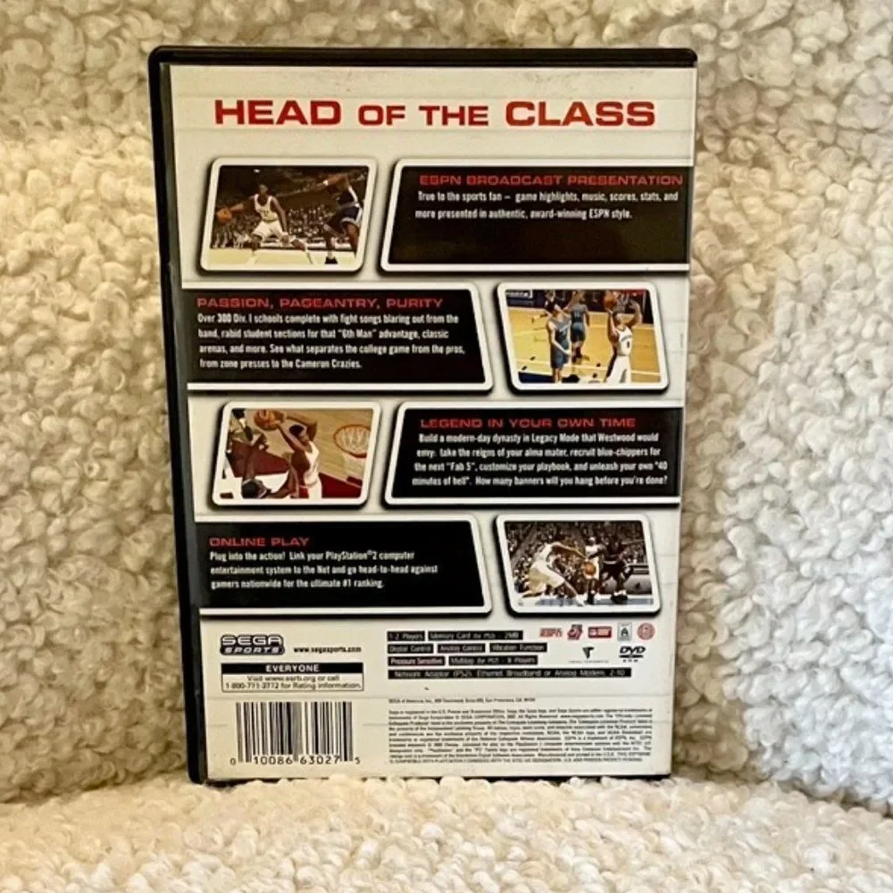 PS2 Sega Sports NCAA 2K3 College Basketball Playstation 2 Video Game